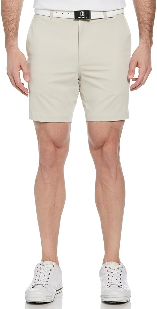 PGA TOUR Men's 7” Flat Front Performance Golf Shorts with Stretch Active Waistband, Moisture-Wi... | Amazon (US)