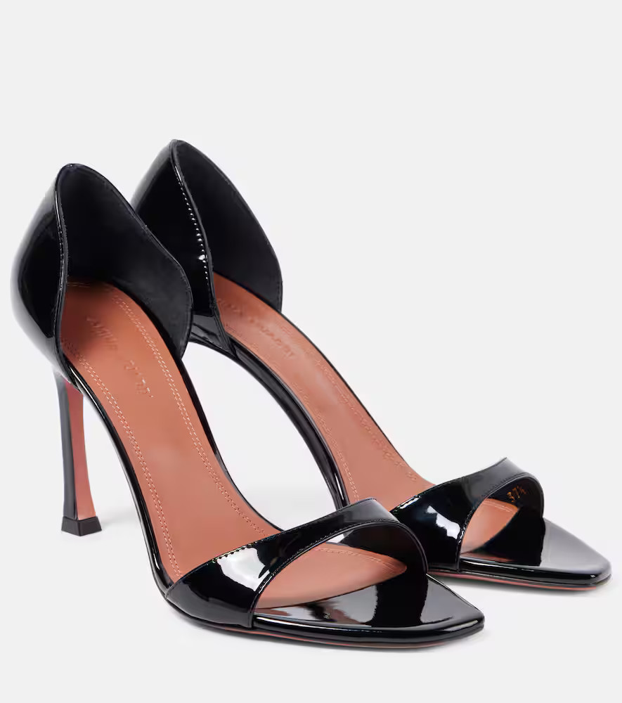 Amina Muaddi Agnese 95 patent leather sandals | Mytheresa (US/CA)