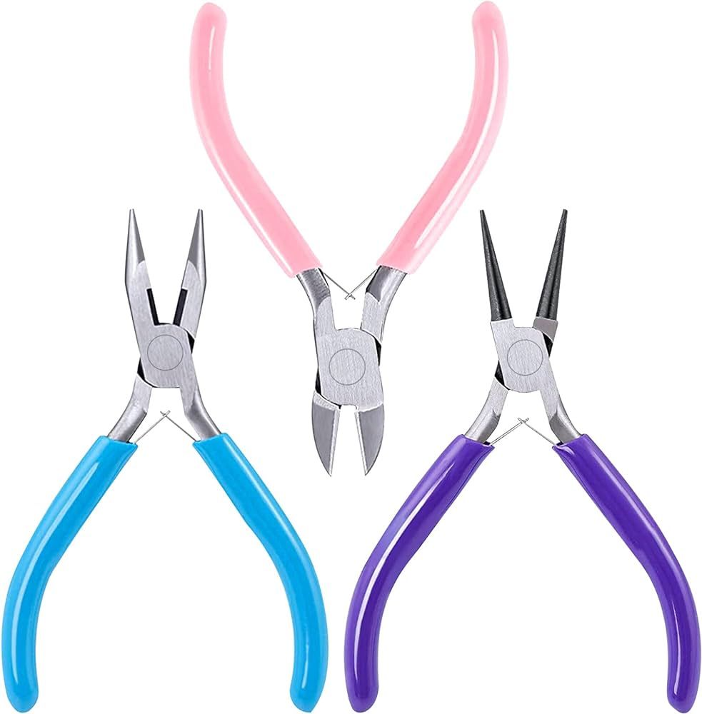 Jewelry Pliers, SONGIN 3 Pack Jewelry Pliers Set Tools Includes Needle Nose Pliers Round Nose Pli... | Amazon (US)