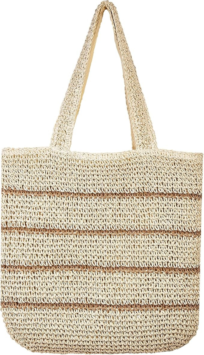 TOFUNTOY Straw Beach Bag for Women Summer Handmade Woven Shoulder Beach Tote Bag Large Capacity T... | Amazon (US)