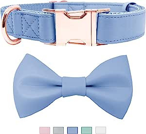 Soft Leather Bowtie Dog Collar - Adjustable Cute Bow Tie Collar [Easy to Clean] with Stylish Rose... | Amazon (US)