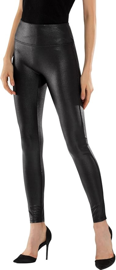 CLIV Women's Faux Leather Leggings Stretch High Waist Yoga Pleather Pants | Amazon (US)