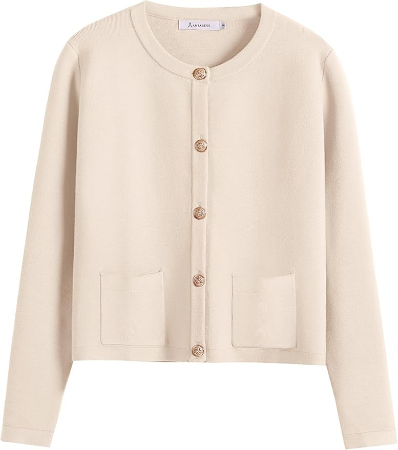 ANRABESS Women Striped Cardigan Sweaters Button Down Cropped Knit Lady Jackets Coat 2025 Fall Out... | Amazon (US)