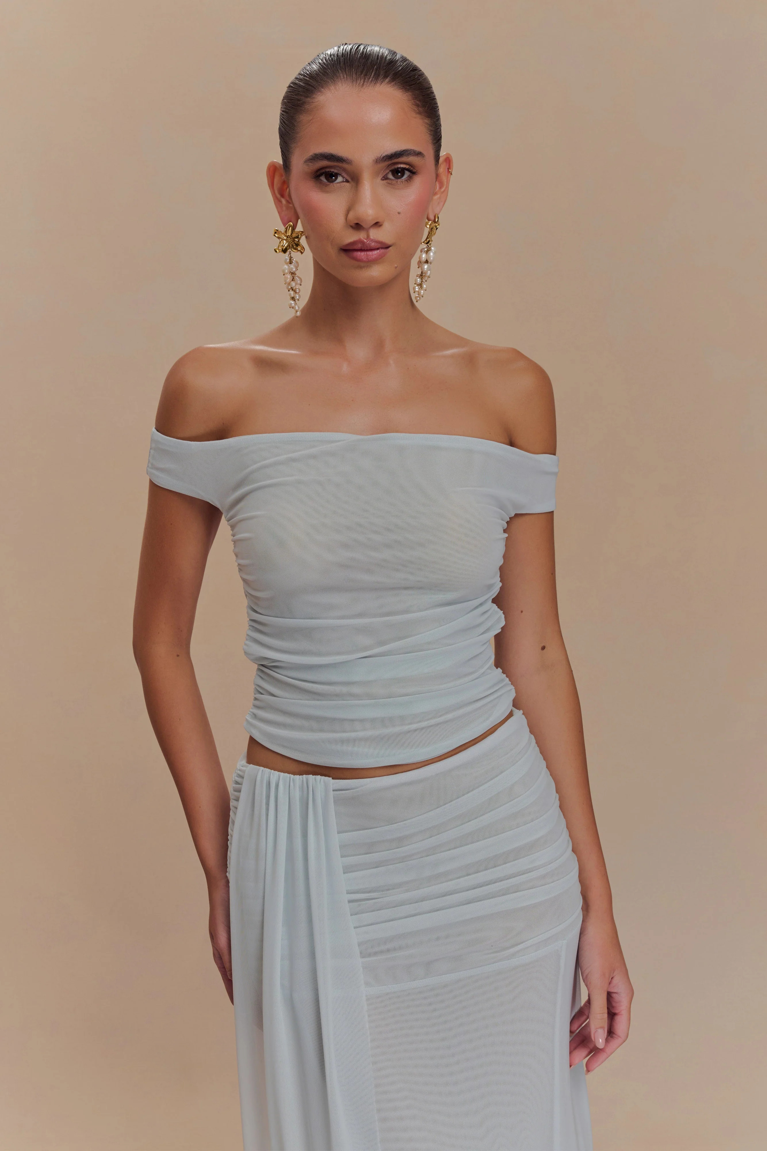 Brooklyn Mesh Crop Top - Pale Blue | MESHKI US