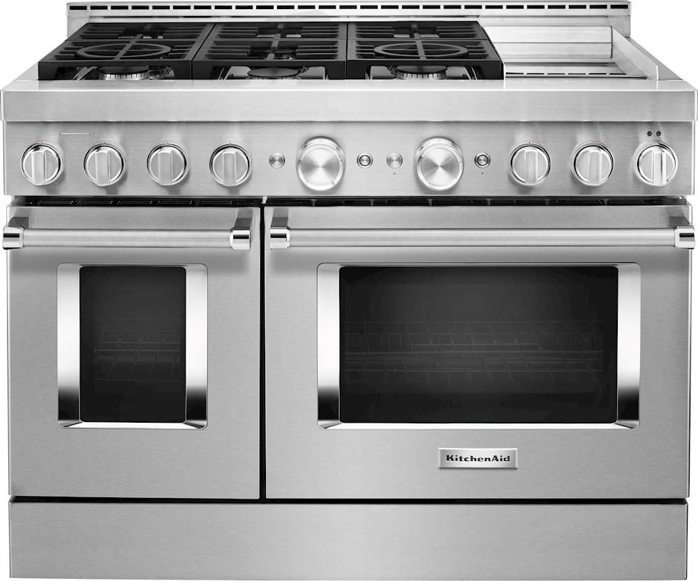 KitchenAid 6.3 Cu. Ft. Freestanding Double-Oven Gas True Convection Range with Self-Cleaning Stai... | Best Buy U.S.