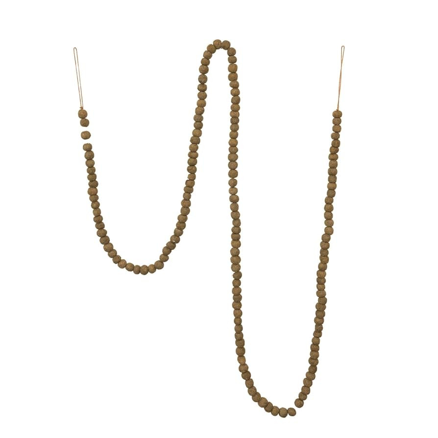 Creative Co-Op Wool Felt Ball Garland, Tan | Amazon (US)