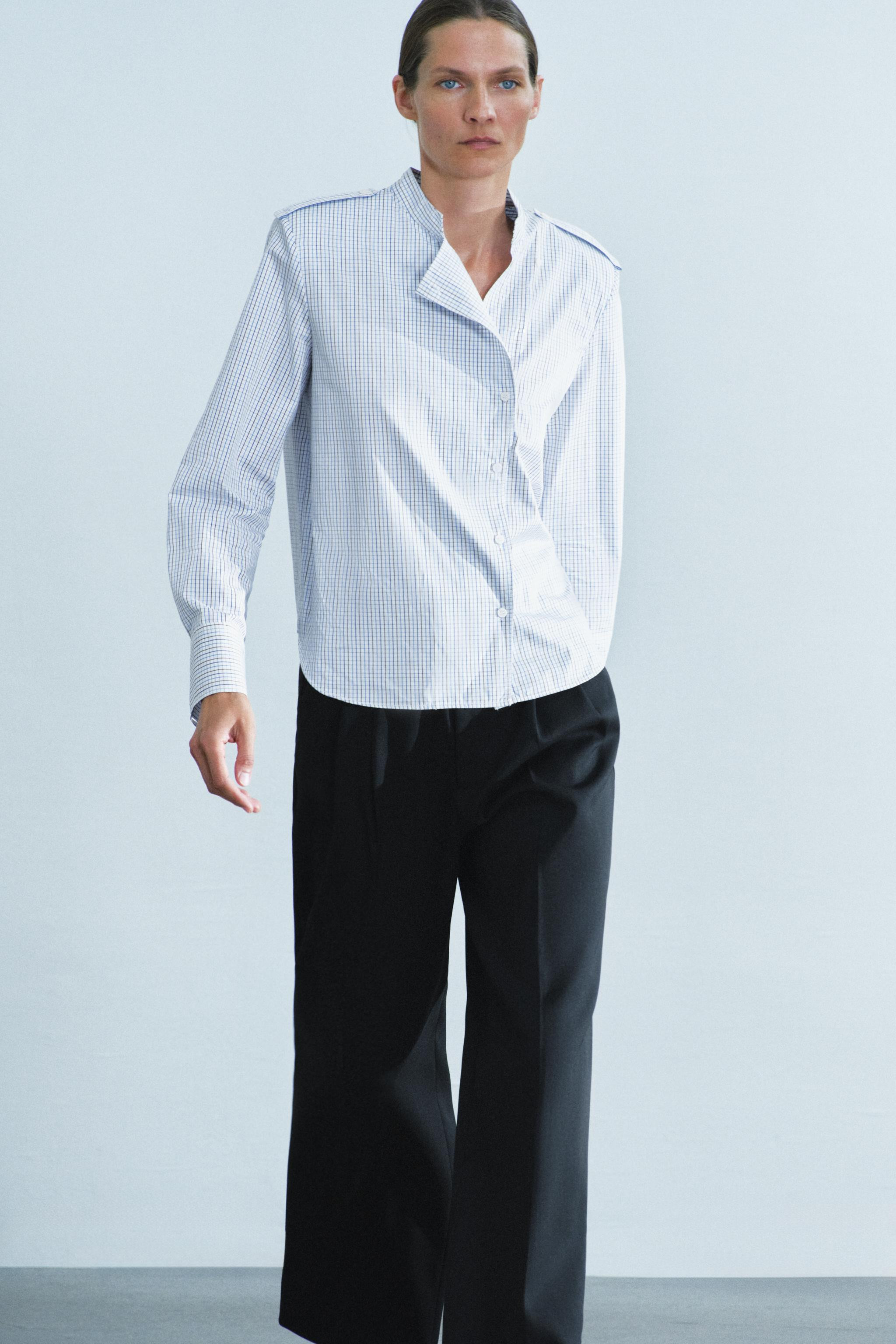 ZW COLLECTION PLAID SHOULDER-PAD SHIRT | Zara US