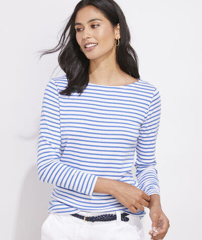 Striped Simple Boatneck Tee | vineyard vines