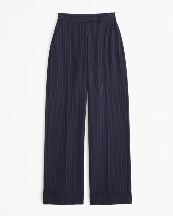 Cuffed Hem Tailored Wide Leg Pant | Abercrombie & Fitch (US)