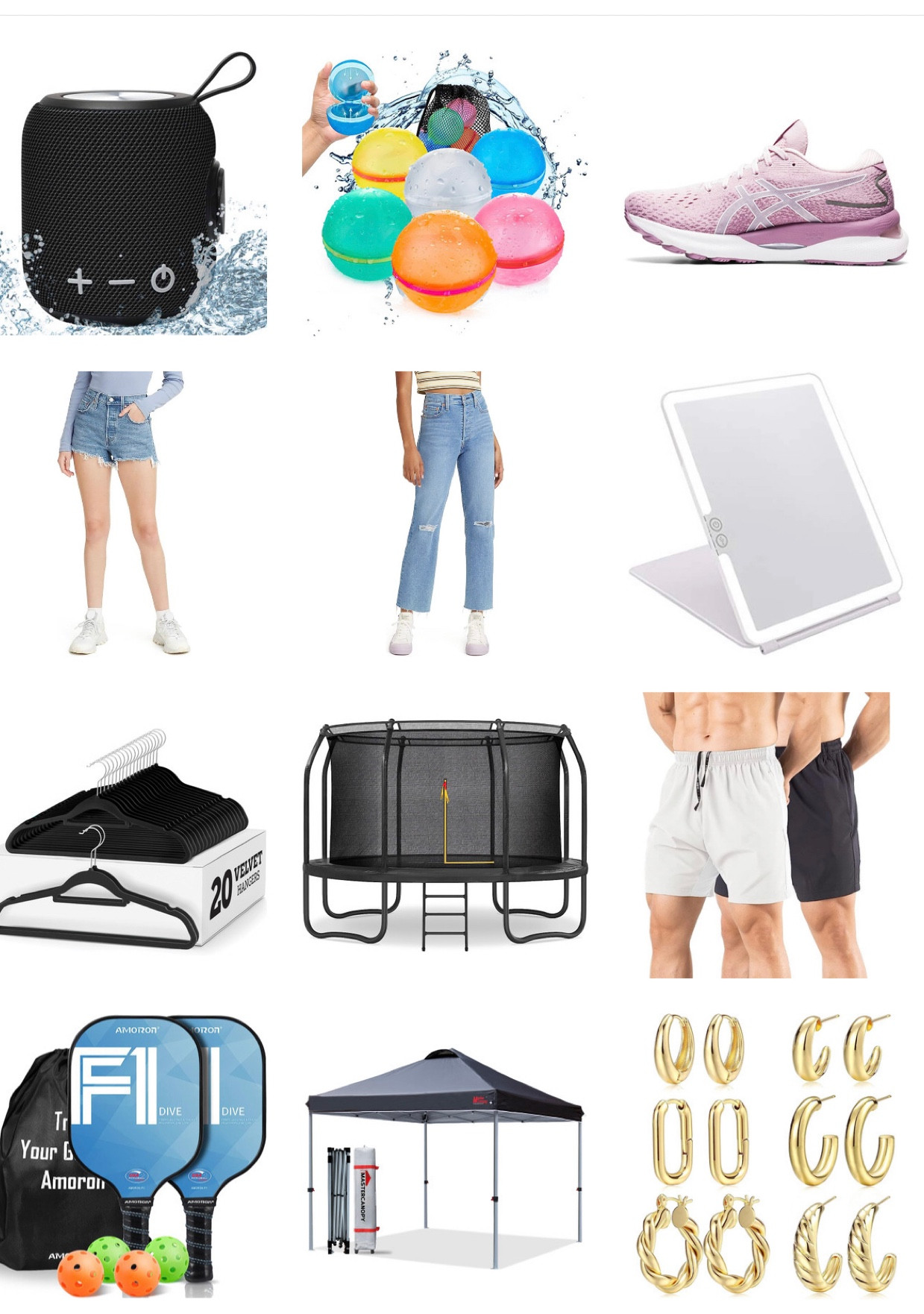 Amazon Prime Day sales! 
Waterproof speaker, Bluetooth speaker, reusable water balloons, ASICS running shoes, Levi’s sale, light up makeup mirror, velvet hangers, trampoline, mens workout shorts, pickle ball, hoop earrings, beach tent  

#LTKxPrimeDay #LTKsalealert #LTKunder100