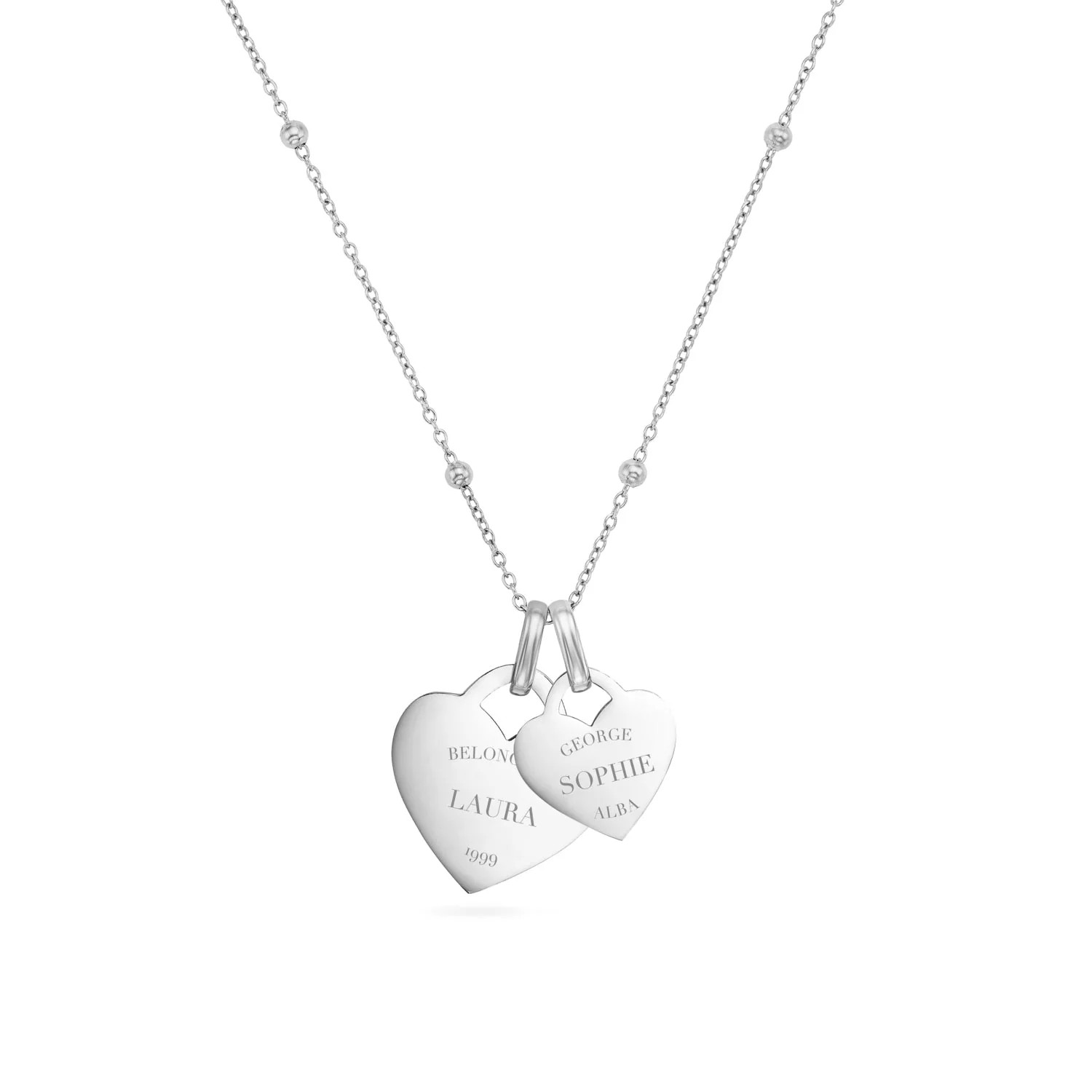Double Heart Token Necklace (Silver) | Abbott Lyon