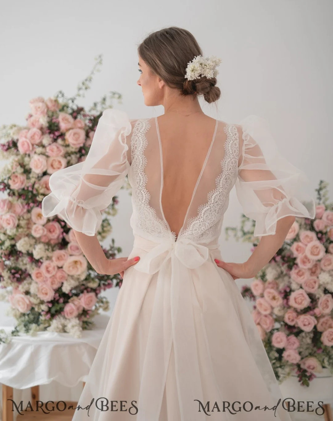 Wedding Bolero Long Sleeve, Bridal Coverup Puff Sleeve, Wedding Dress Topper, Bridal Long Sleeve ... | Etsy (US)