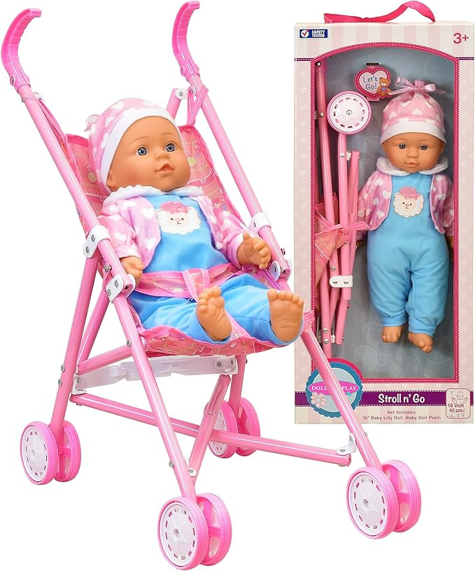 Dolls To Play My First Baby Doll Stroller, Soft Body 16 Inch Baby Doll Included Fun Play Combo Se... | Amazon (US)