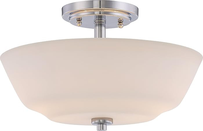 Nuvo Lighting 60/5806 Willow 2 Light 60W A19 max. Medium Base Semi-Flush Dome with White Glass, P... | Amazon (US)