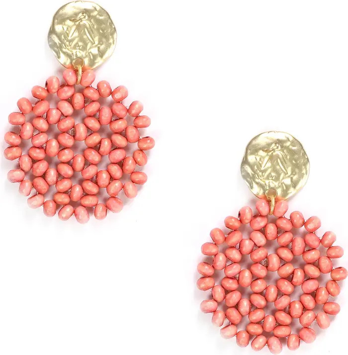 EYE CANDY LOS ANGELES Elevado Hammered Brass Tangerine Beaded Drop Earrings | Nordstromrack | Nordstrom Rack