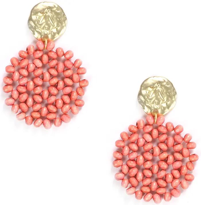 EYE CANDY LOS ANGELES Elevado Hammered Brass Tangerine Beaded Drop Earrings | Nordstromrack | Nordstrom Rack