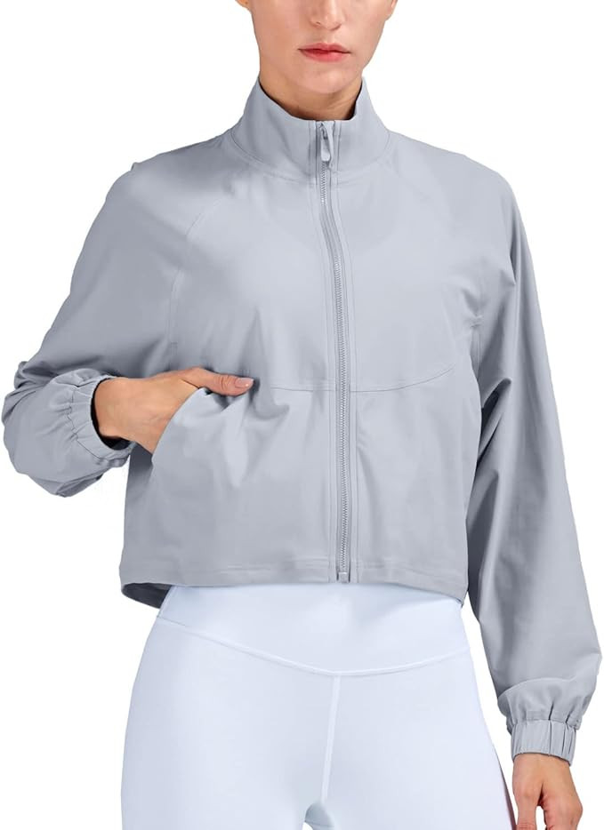 altiland Women's Athletic Running Yoga Gym Track Zip Up Cropped Jackets UPF 50+ Sun Protection Lo... | Amazon (US)
