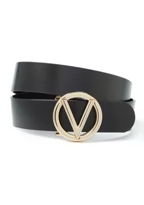 VALENTINO BY MARIO VALENTINO Women's Giusy Gold Tone Belt, Black, Medium | Belk
