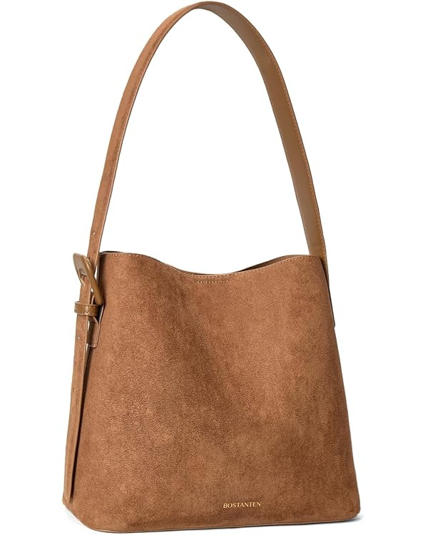 BOSTANTEN Suede Bucket Bag for Women, Hobo Purse with Adjustable Strap | Amazon (US)