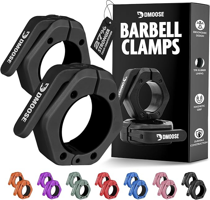 DMoose Fitness Barbell Clips 2" (Pair) - Quick Release Olympic Barbell Clamps with Anti Slip TPR ... | Amazon (US)