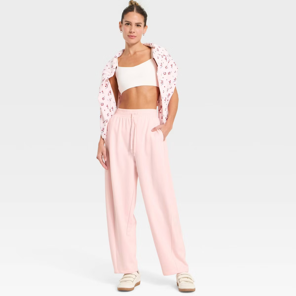 Women's Active Comfort French Terry High-Rise Barrel Leg Sweatpants - All In Motion™ | Target