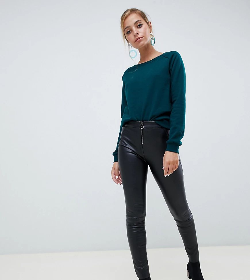 Vero Moda Petite Faux Leather Pants-Black | ASOS (Global)