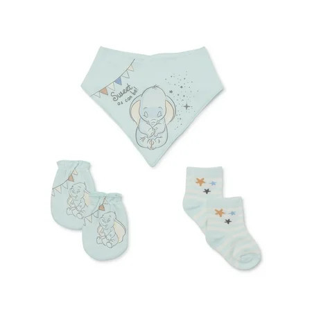 Disney Baby Wishes + Dreams Dumbo Infant Baby Accessories Bib, Socks and Mittens Set, 3-Pack | Walmart (US)
