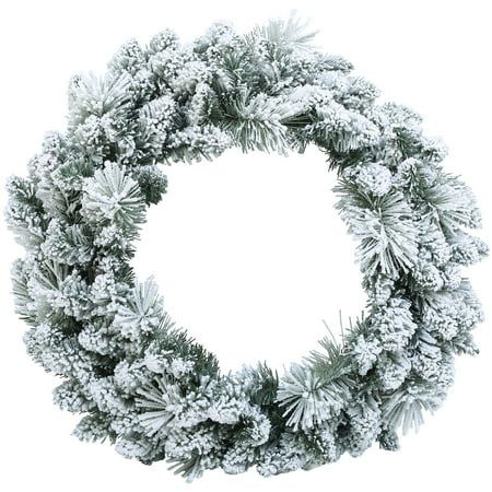Holiday Time 24-inch Decorative Flocked Wreath Snowy - Easy to Hang | Walmart (US)