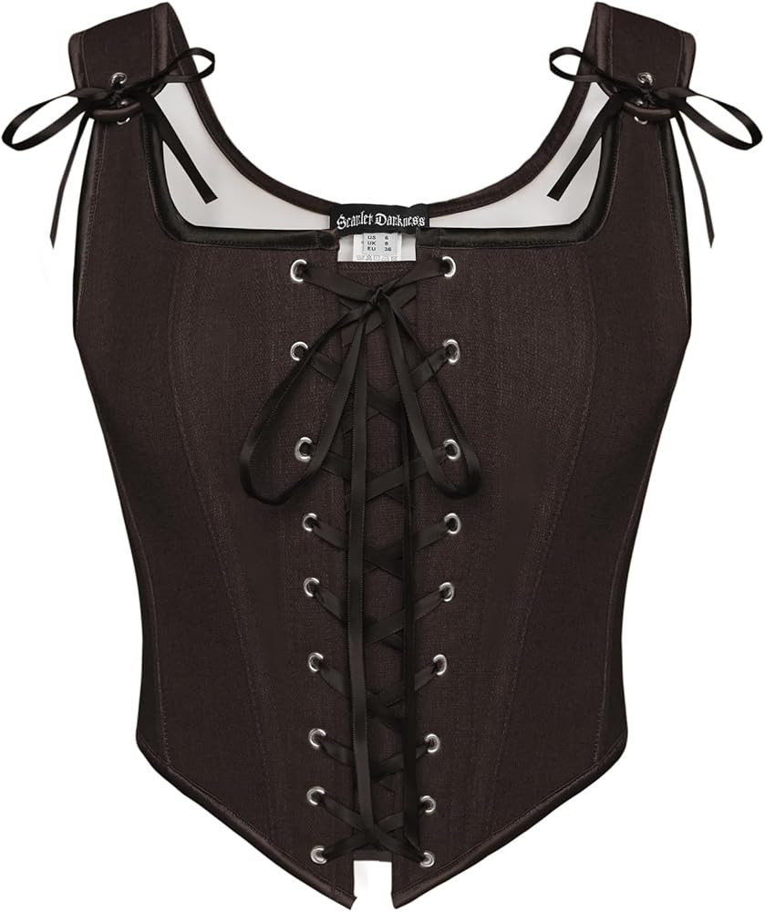SCARLET DARKNESS Women's Renaissance Corset Tops Vintage Lace Up Overbust Bustier Bodice | Amazon (US)