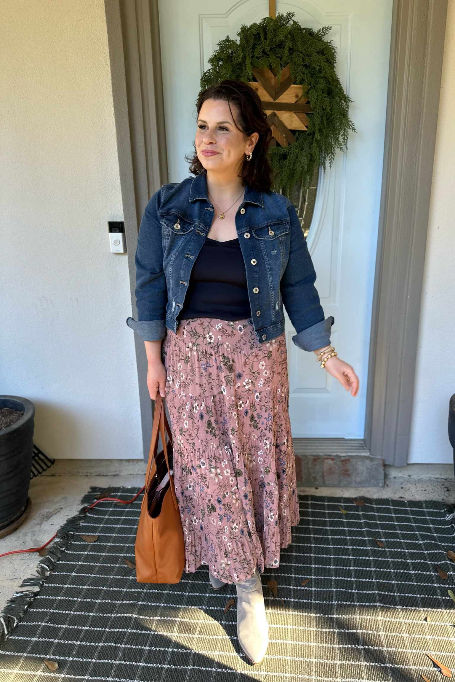 ✨ my favorite skirt & stretch silk cami with the cutest denim jacket. 

Size large in the skirt and cami
Size medium in the jacket 🧥 

#LTKFindsUnder50 #LTKStyleTip #LTKMidsize
