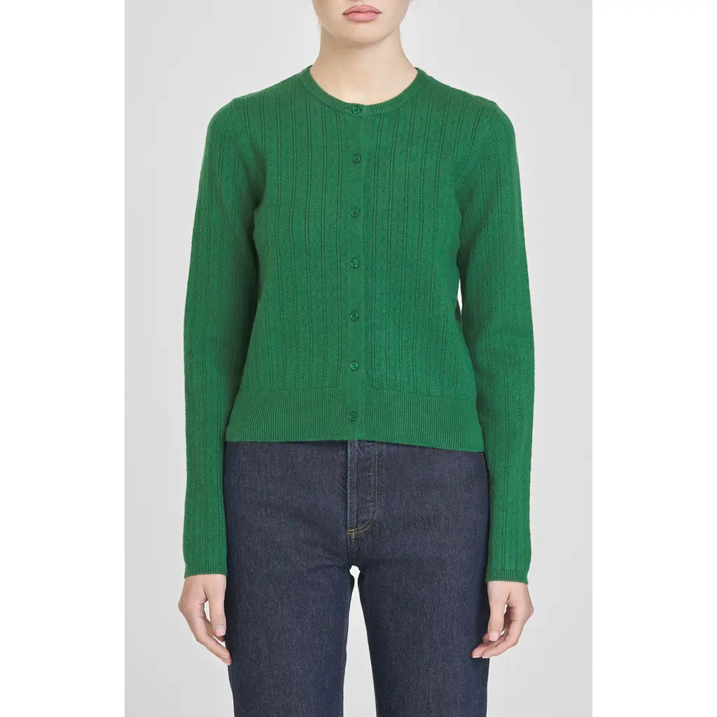 WAYF Sandy Pointelle Cardigan in Green at Nordstrom Rack, Size Medium | Nordstrom Rack