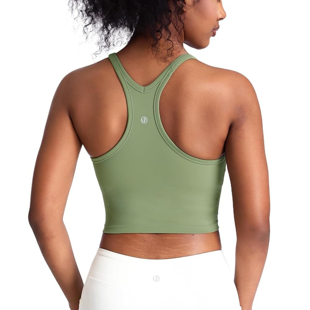 Women's Scoop Neck Racerback Longline Sports Bra, Medium Support with Removable Padded, Crop Tank... | Amazon (US)