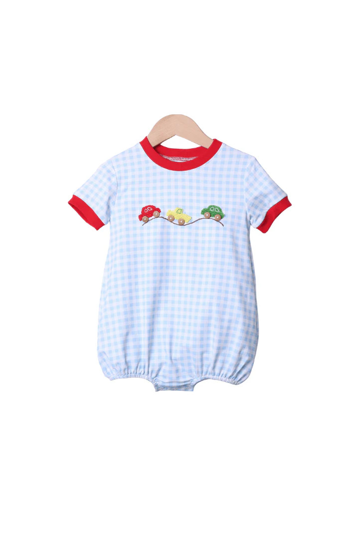 Crochet Cars Blue Gingham/Red Bubble | The Smocked Flamingo