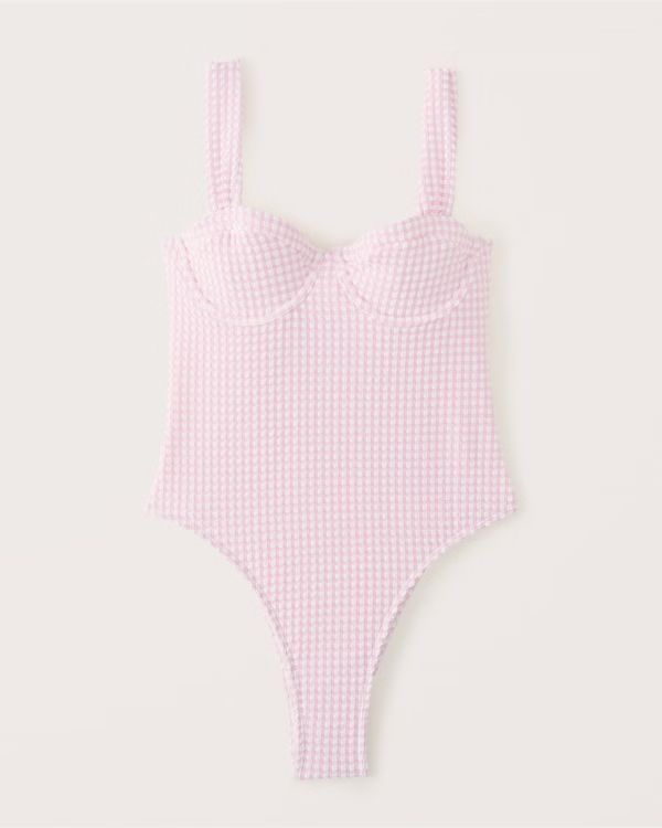 Women's Pleated Strap Underwire One-Piece Swimsuit | Women's Swimwear | Abercrombie.com | Abercrombie & Fitch (US)