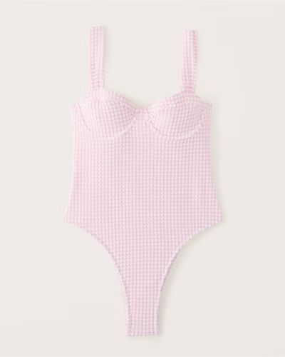 Women's Pleated Strap Underwire One-Piece Swimsuit | Women's Swimwear | Abercrombie.com | Abercrombie & Fitch (US)