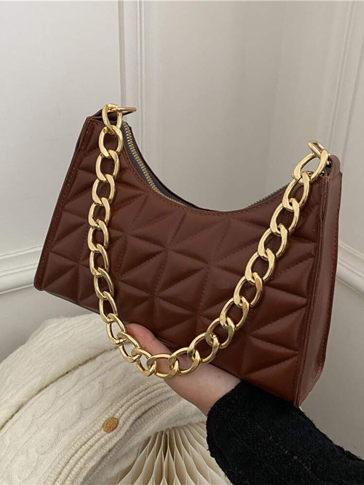 2024 New Fashion Women's Cross-Border Korean Style Diamond Pattern Solid Color Shoulder Bag, Hand... | SHEIN