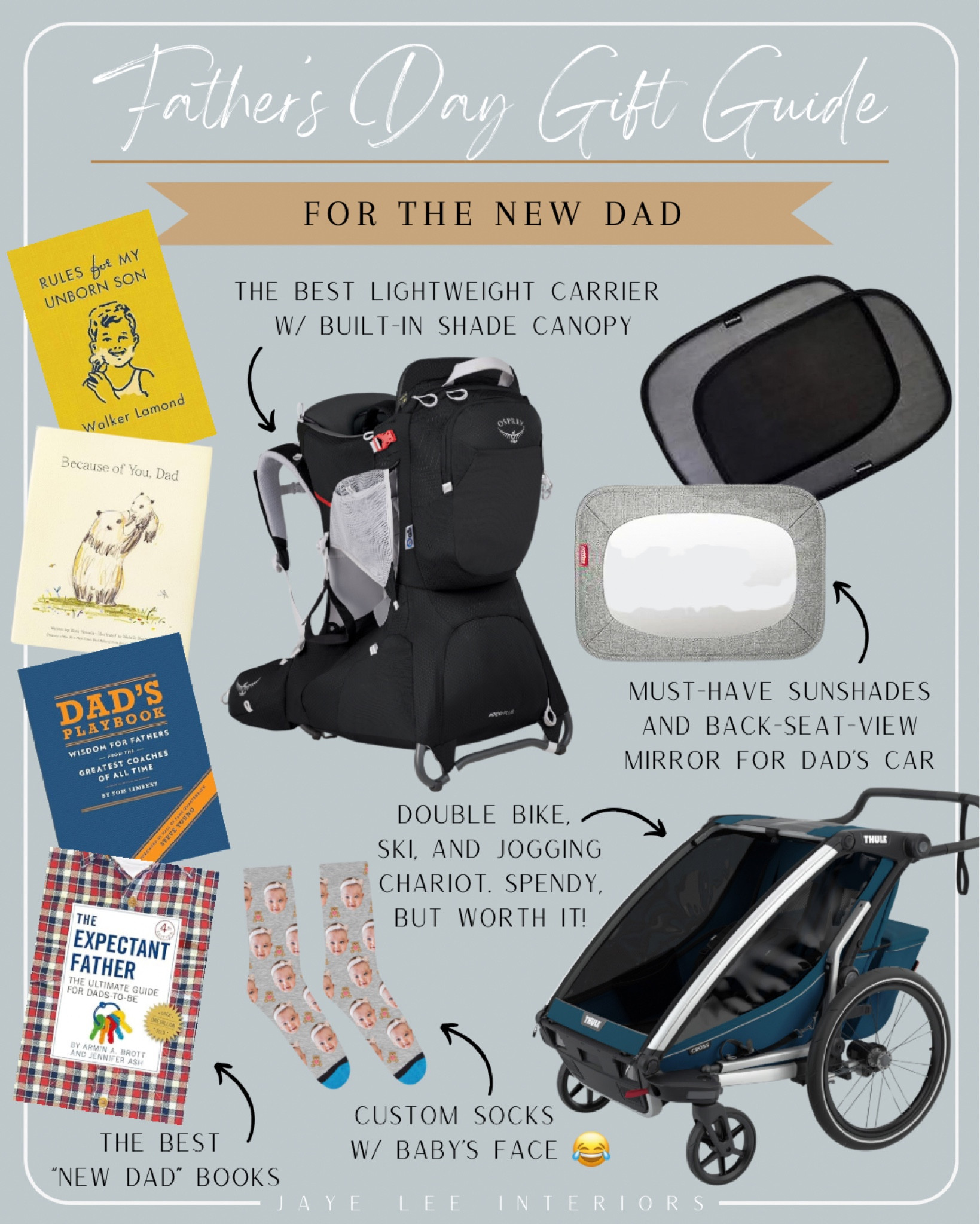 Father’s Day Gift Guide: For the New Dad

This was a fun one to put together, as we have just recently celebrated Steve’s first Father’s Day in the last couple years. All gifts shown here are items we own and love and wild highly recommend to new parents anywhere! 

#Father’sDay #GiftsForDad #GiftsForHim #Father’sDayGiftGuide #Father’sDayNewDad #ExpectantFather #Dad #NewBaby #BabyShowerGifts #BooksForDad #BackpackCarrier #Outdoor #OutdoorFamily #OutdoorKids #Adventure #SummerAdventures #hiking #backpack #camping #TravelingWithKids #Chariot #Sunshades #BackseatMirror #FaceSocks #CustomSocks

#LTKGiftGuide #LTKBaby #LTKMens