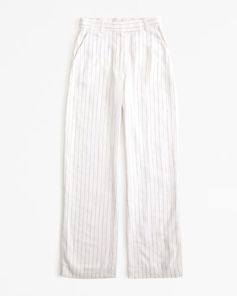 Women's Linen-Blend Tailored Straight Pant | Women's New Arrivals | Abercrombie.com | Abercrombie & Fitch (US)