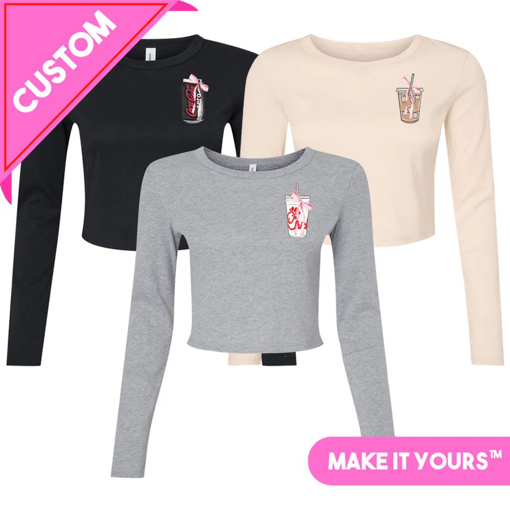 Make It Yours™ 'Bow Beverages' Long Sleeve Baby Tee | United Monograms