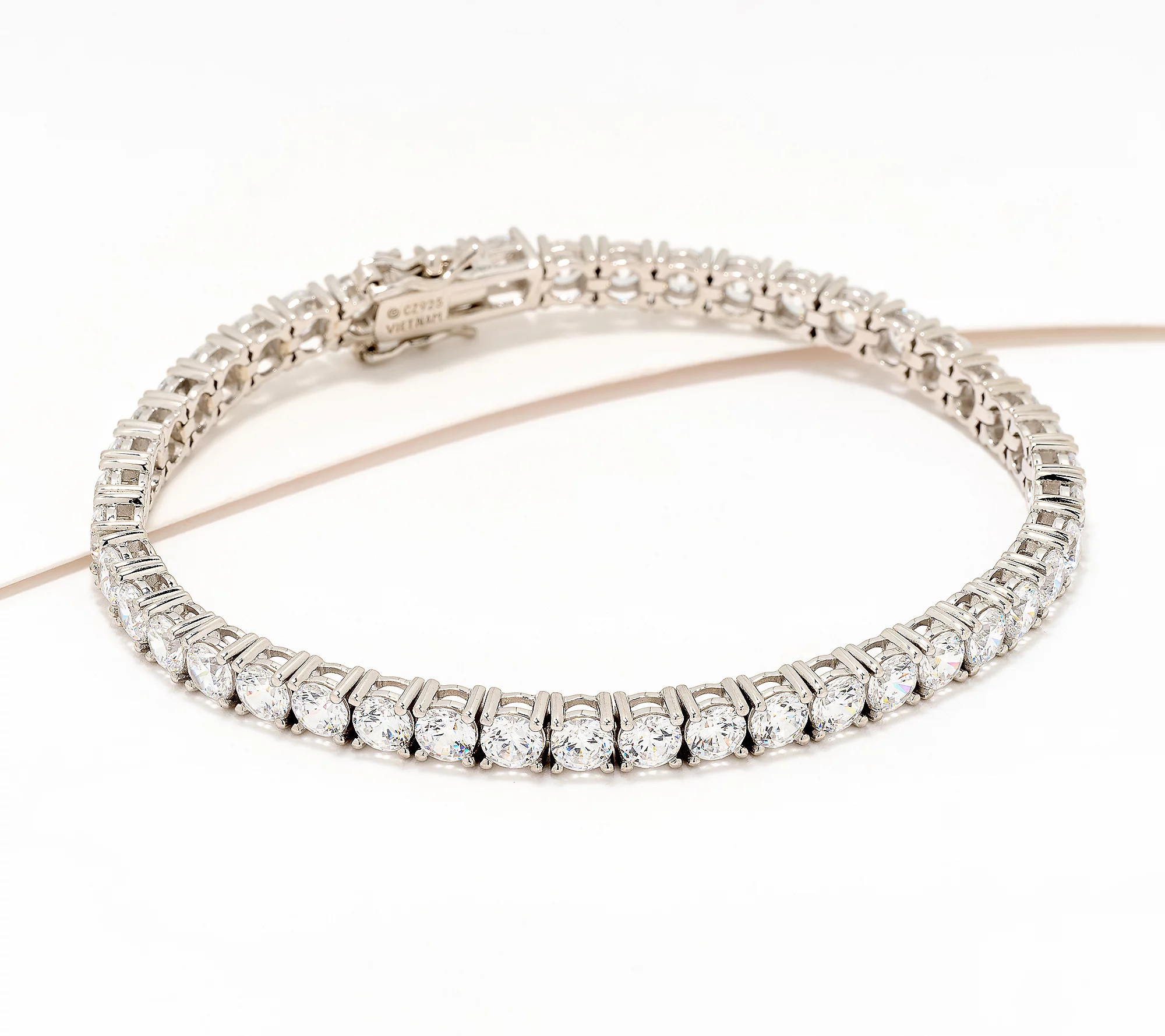 Diamonique Classics Round Cut Tennis Bracelet. Sterl | QVC