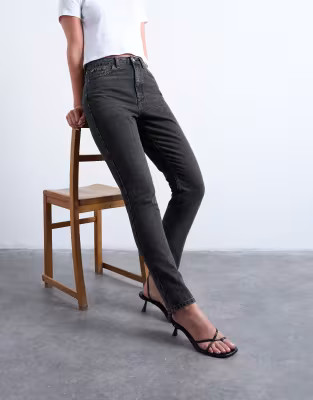 Topshop Hourglass Mom jeans in washed black | ASOS (Global)