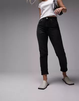 Topshop Hourglass Mom jeans in washed black | ASOS (Global)
