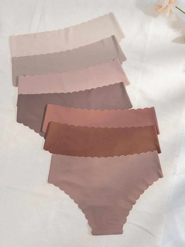 SHENHE Women's 7 Packs Seamless Underwear No Show Low Rise Scalloped Briefs Panties | Amazon (US)