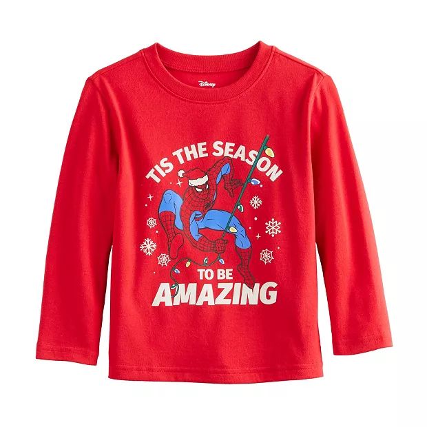 Baby & Toddler Boy Jumping Beans® Marvel's Spider-Man Long Sleeve Holiday Graphic Tee | Kohl's