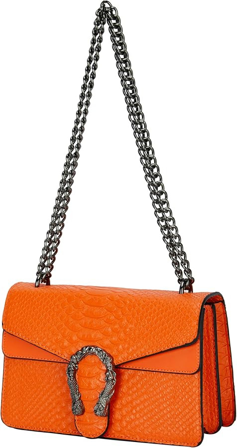 Leather Shoulder Bag Chain Purse for Women - Fashion Crossbody Bags Vintage Snake Print Underarm ... | Amazon (US)
