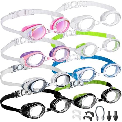 8 Pack Kids Swim Goggles for Adult Kid Swimming Glasses Anti Fog Silicone No Leak Swim Glasses Ea... | Amazon (US)