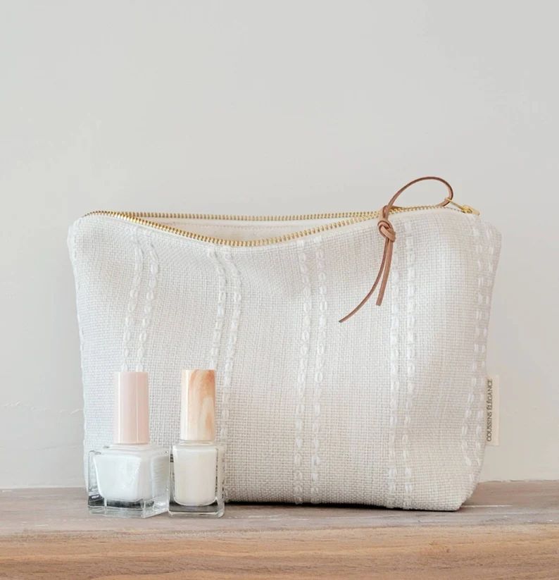 Creamy White Makeup Bag Unique Cosmetic Bag Minimalist - Etsy | Etsy (US)