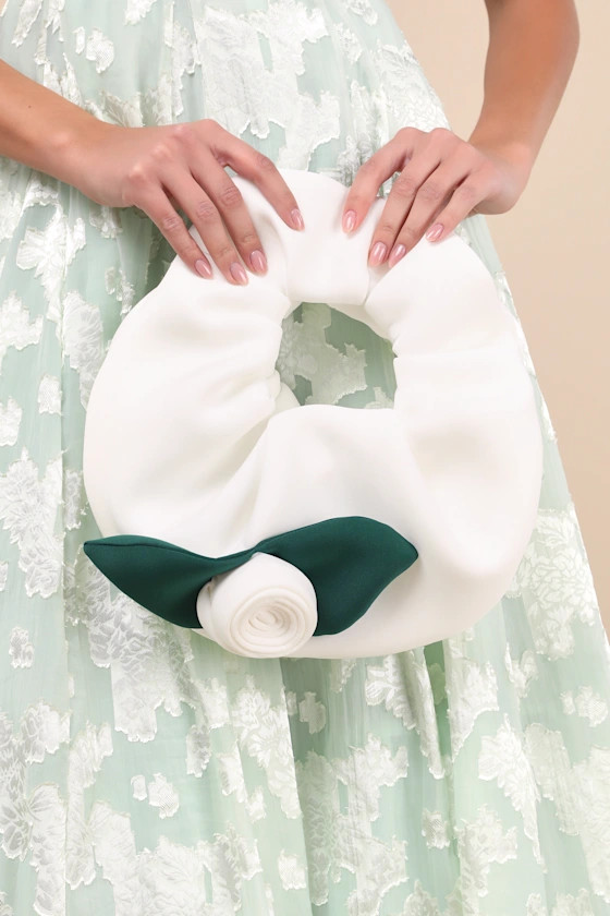 Fondant Ivory Scrunched Rosette Bag | Lulus