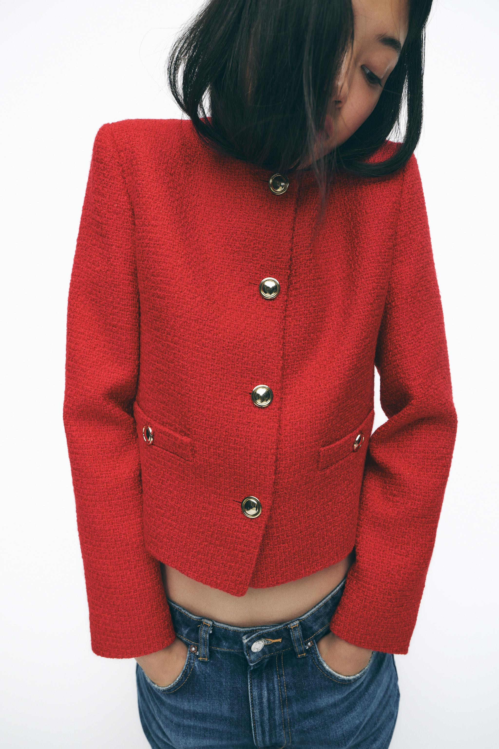 TEXTURED BLAZER WITH GOLDEN BUTTON DETAIL | Zara UK