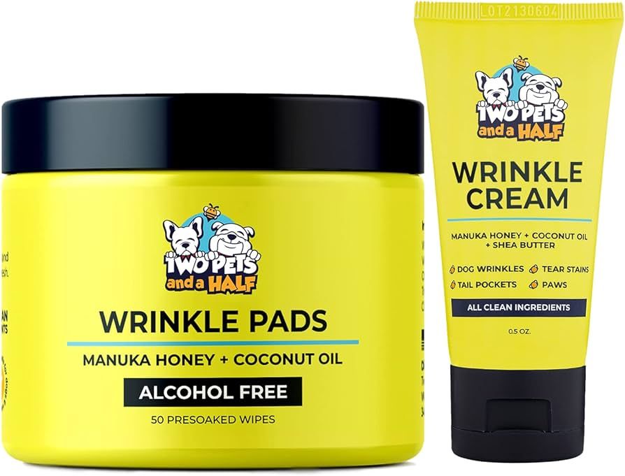 Cleaning Wipes for Bulldog Wrinkle 50 Pads+Bulldog Wrinkle Cream Travel Size 0.5oz for English Bu... | Amazon (US)